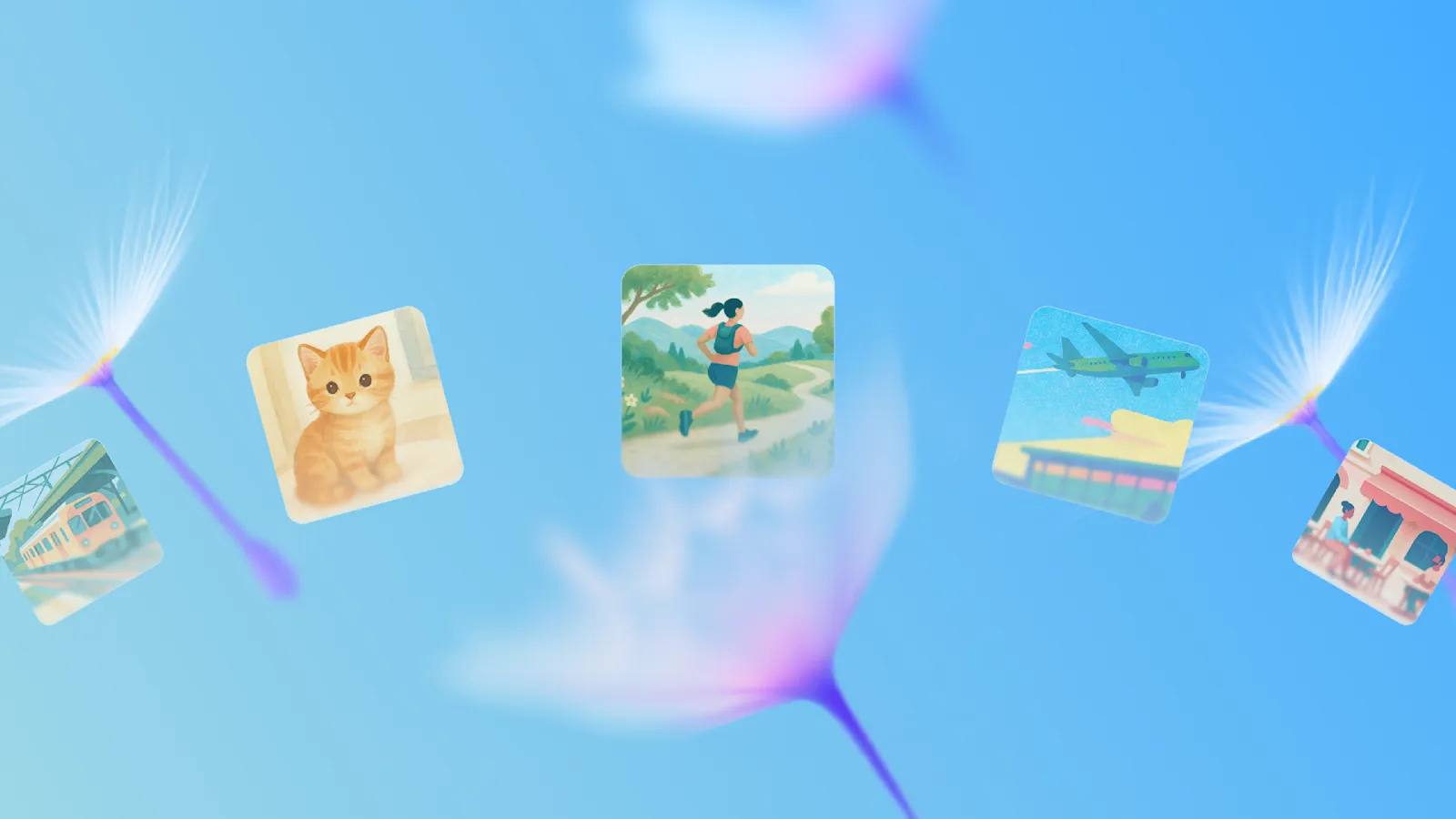 ChatGPT Pulse visual card preview showing daily updates for travel, exercise, pets, and lifestyle on a bright blue background.