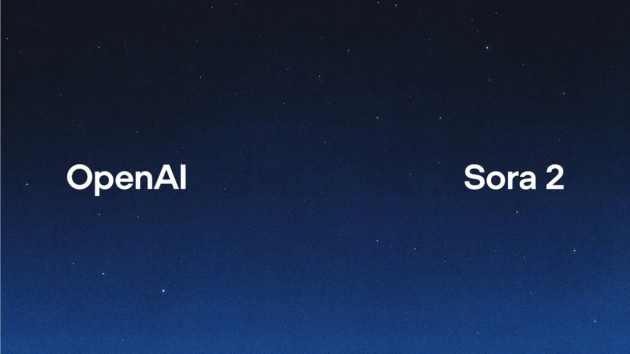 OpenAI Sora 2 logo displayed on a dark blue starry background.
